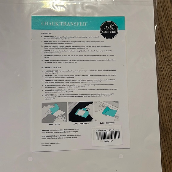 February 14th Chalk Couture Transfer Size B - Picture 2 of 3